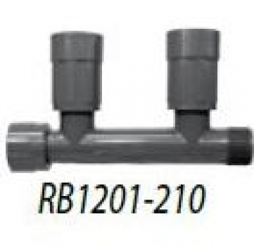 PVC-Verteiler mit 2 Ausgängen - Typenreihe RB1200 - 1“ IG x 1“ AG, 2 Ausgänge: 1“ IG - Typ RB1201210